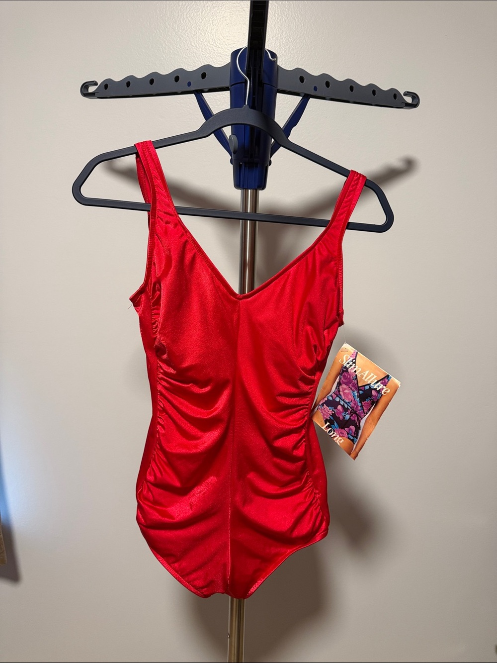 Slim Allure Red V-Neck One-Piece Swimsuit